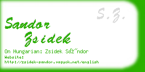 sandor zsidek business card